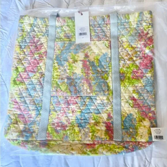 LoveShackFancy Quilted Cotton Henderson Tote Pastel Fields NWT MSRP $195